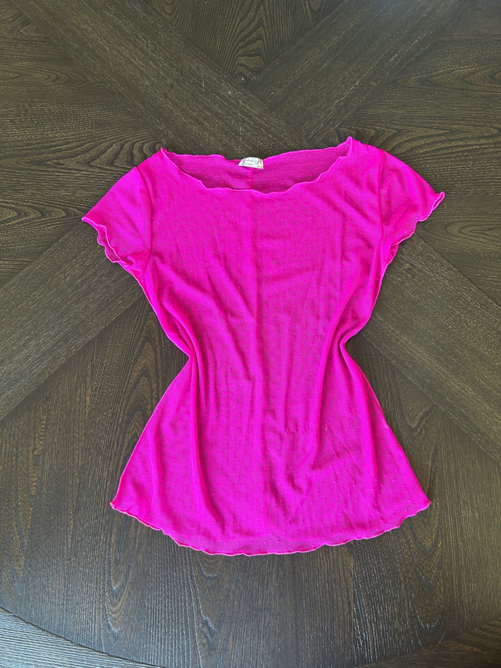 Free People Intimately Bright Fuchsia Short Sleeve Lace Top